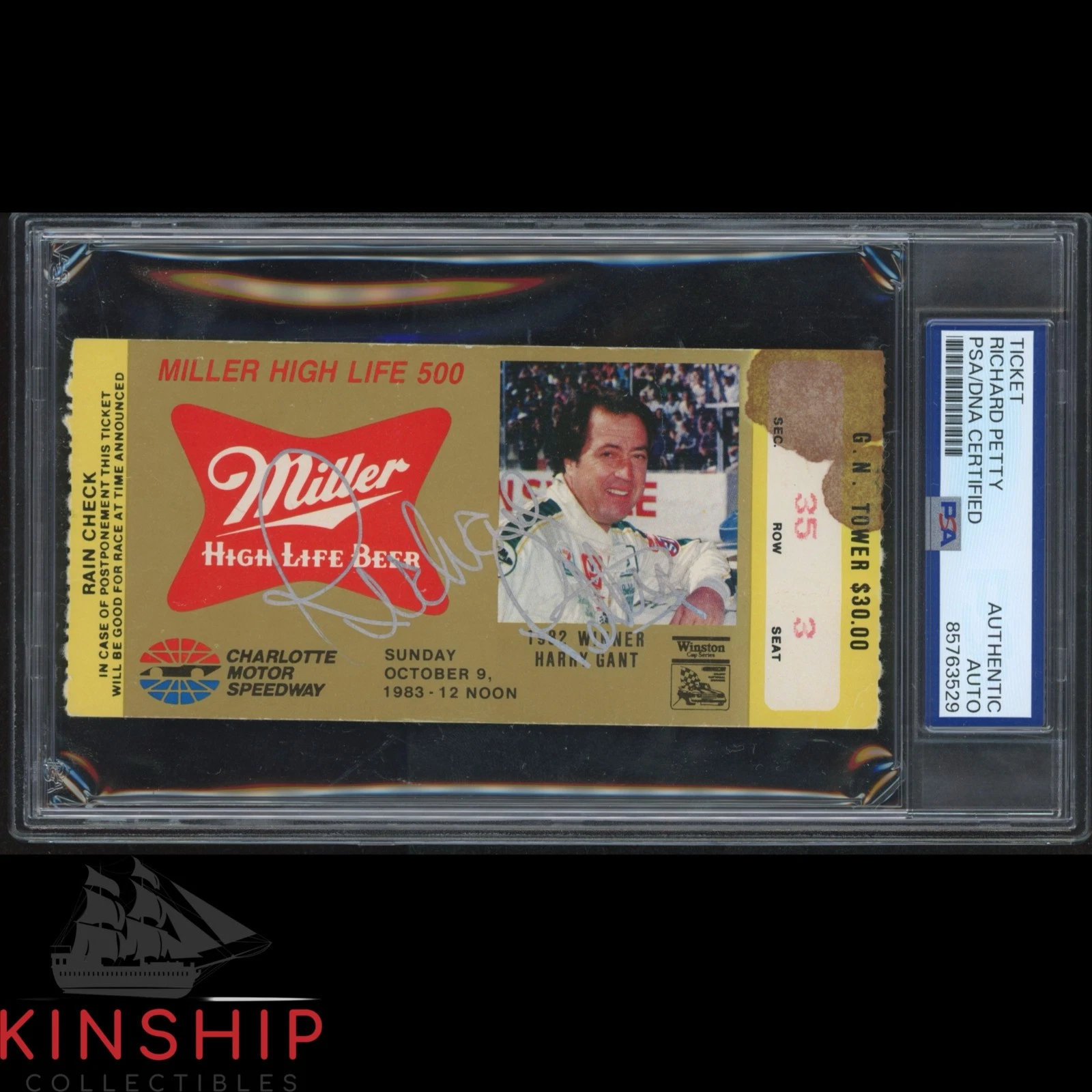 Richard Petty signed 1983 Charlotte Miller 500 Ticket PSA DNA NASCAR Auto C6181