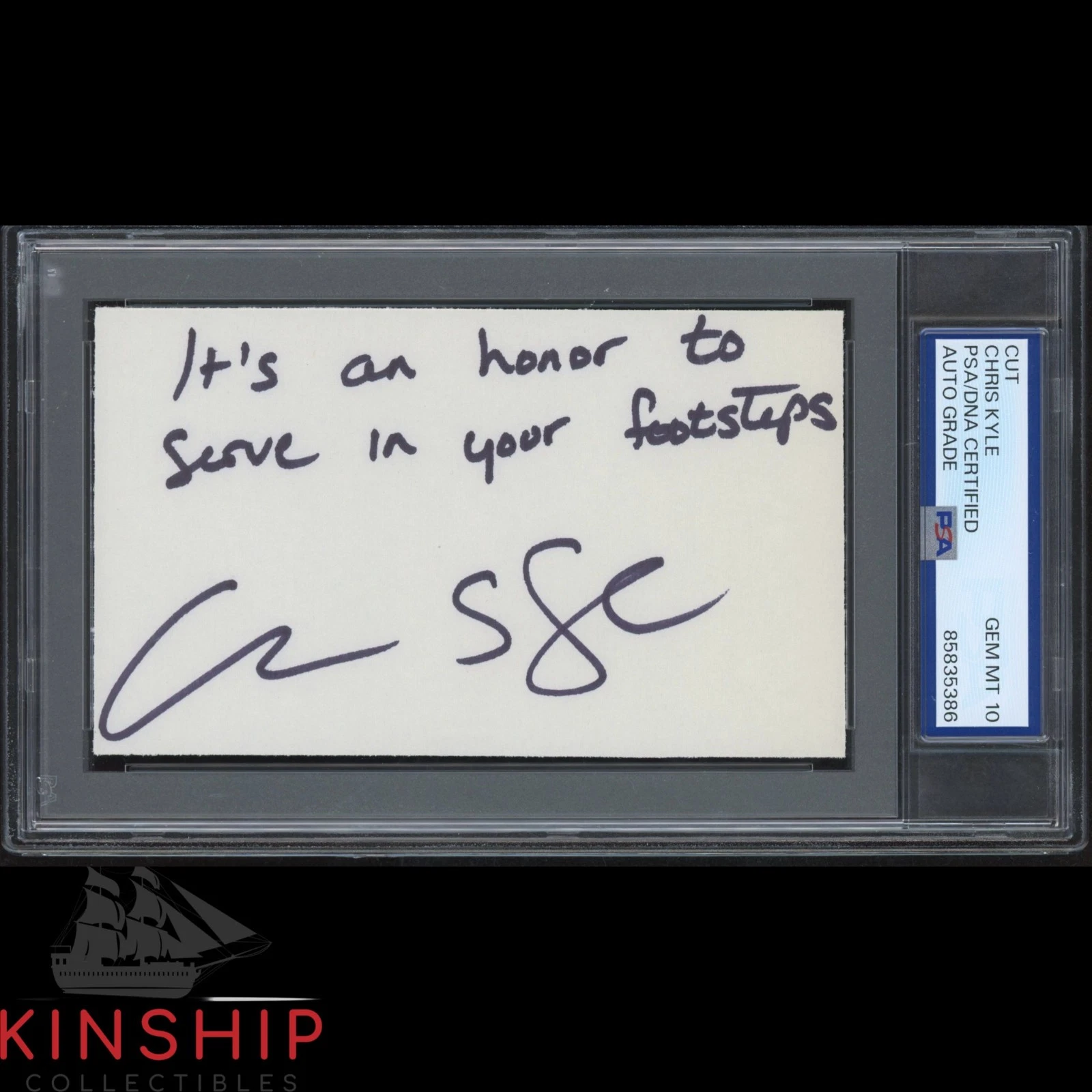Chris Kyle signed 3x5 Cut PSA DNA Slab Inscribed Military Auto C6206