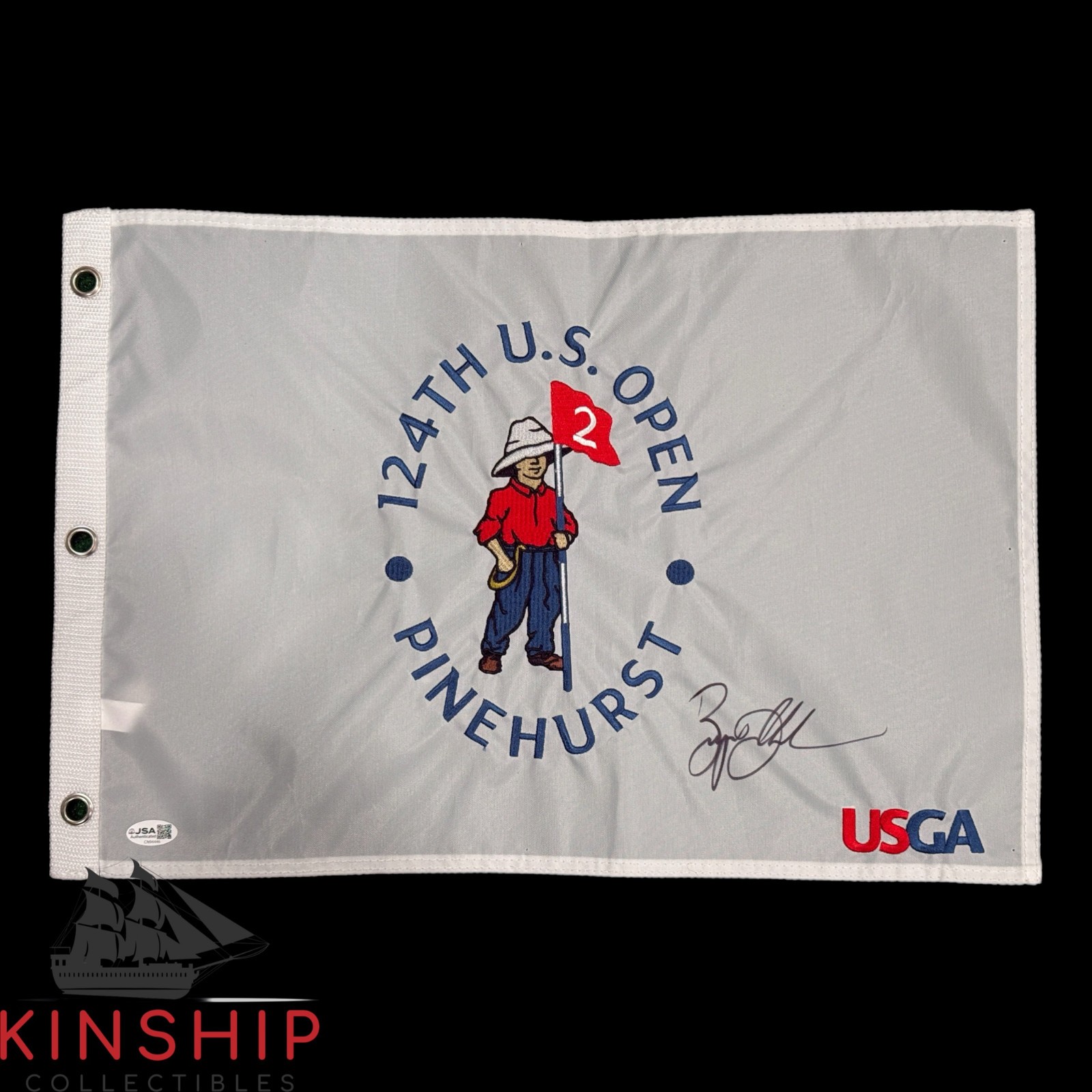 Bryson DeChambeau signed 2024 US Open Golf Flag JSA COA Pinehurst Auto G196