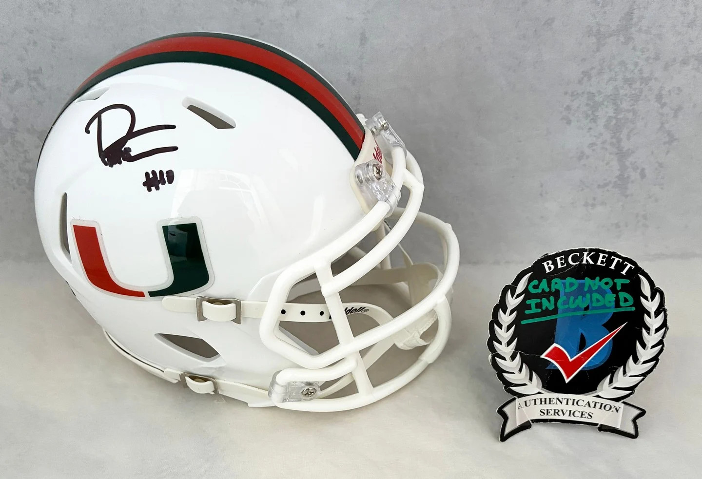 Darian Mensah Signed Mini Helmet Miami Hurricanes Beckett BAS 2 COA