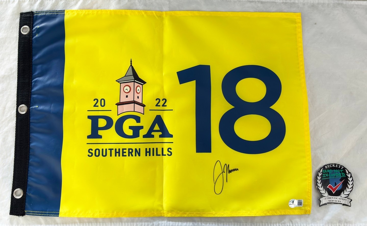 Justin Thomas Signed 2022 PGA Championship Flag Beckett BAS COA