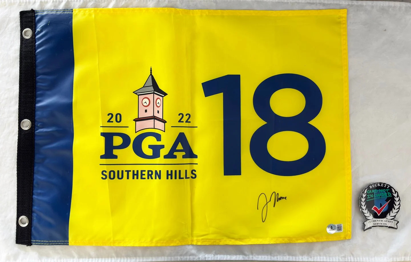 Justin Thomas Signed 2022 PGA Championship Flag Beckett BAS 1 COA