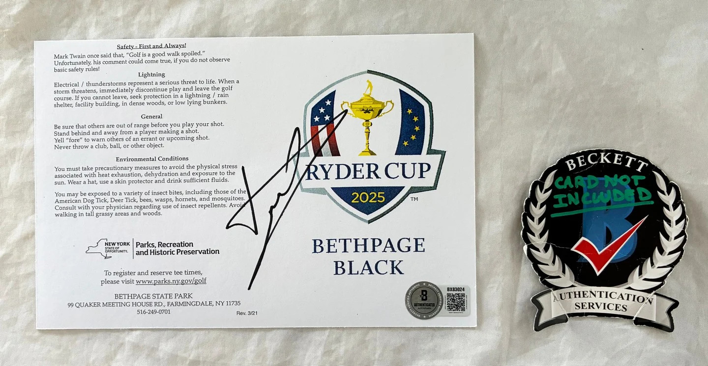 Luke Donald Signed 2025 Ryder Cup Scorecard Bethpage Black Beckett BAS 1 COA