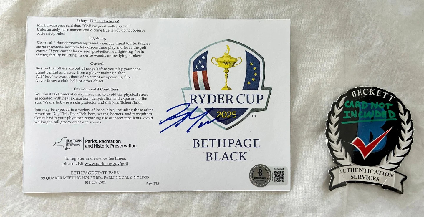 Robert MacIntyre Signed 2025 Ryder Cup Scorecard Bethpage Black Beckett BAS COA
