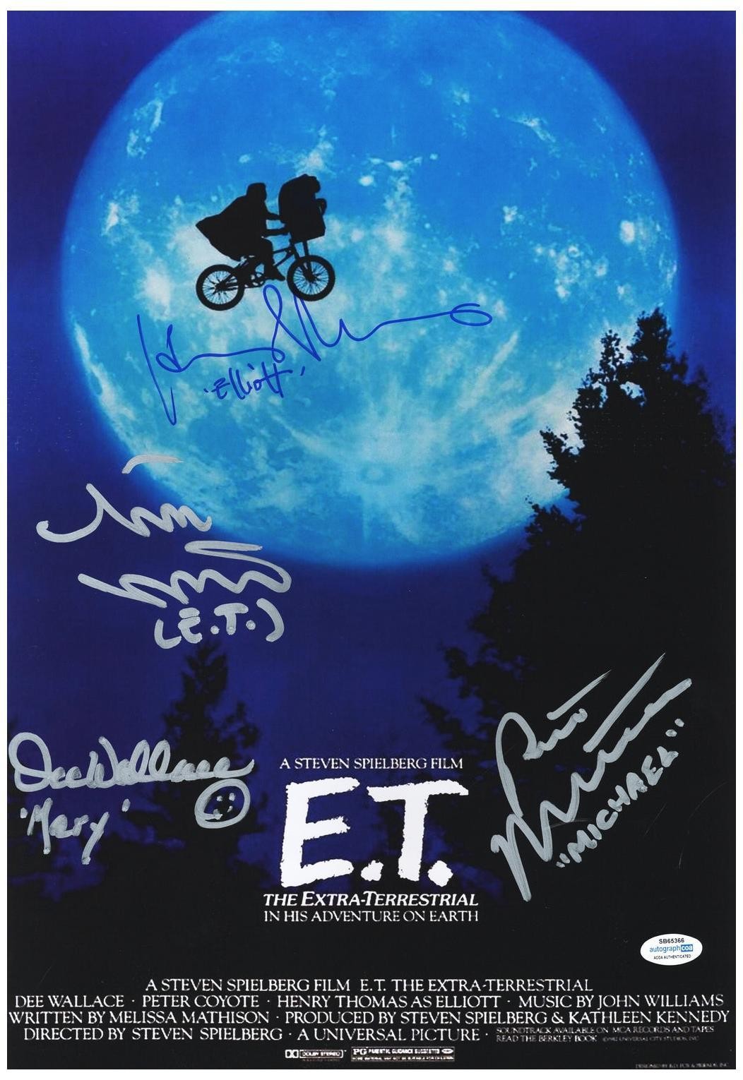 E.T. THE EXTRA TERRESTRIAL CAST AUTOGRAPHED 12×18 MOVIE POSTER EXACT PROOF ACOA COLLECTIBLE MEMORABILIA