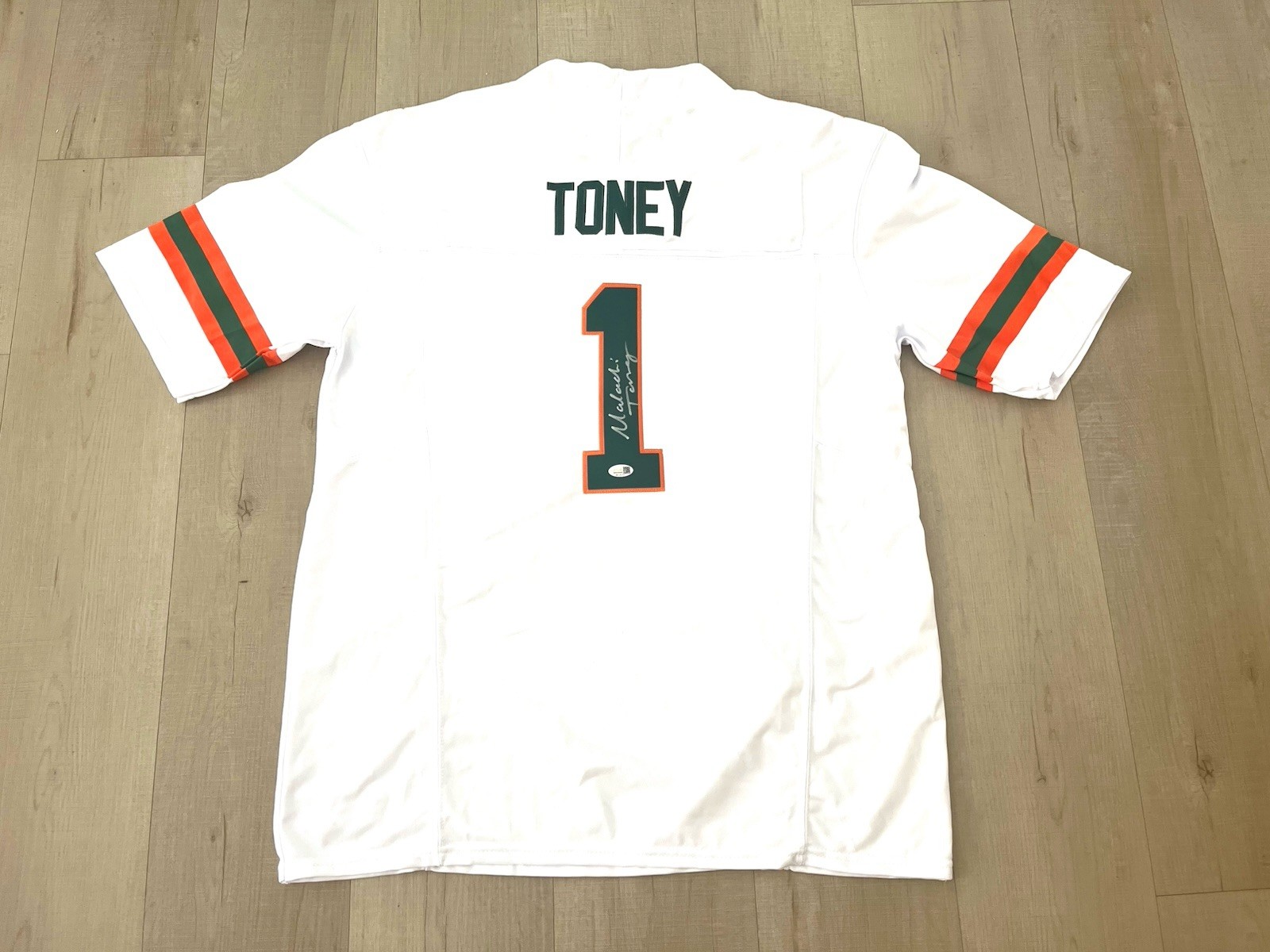 Malachi Toney Signed Miami Hurricanes 2026 Jersey FULL NAME AUTO JSA WITNESS