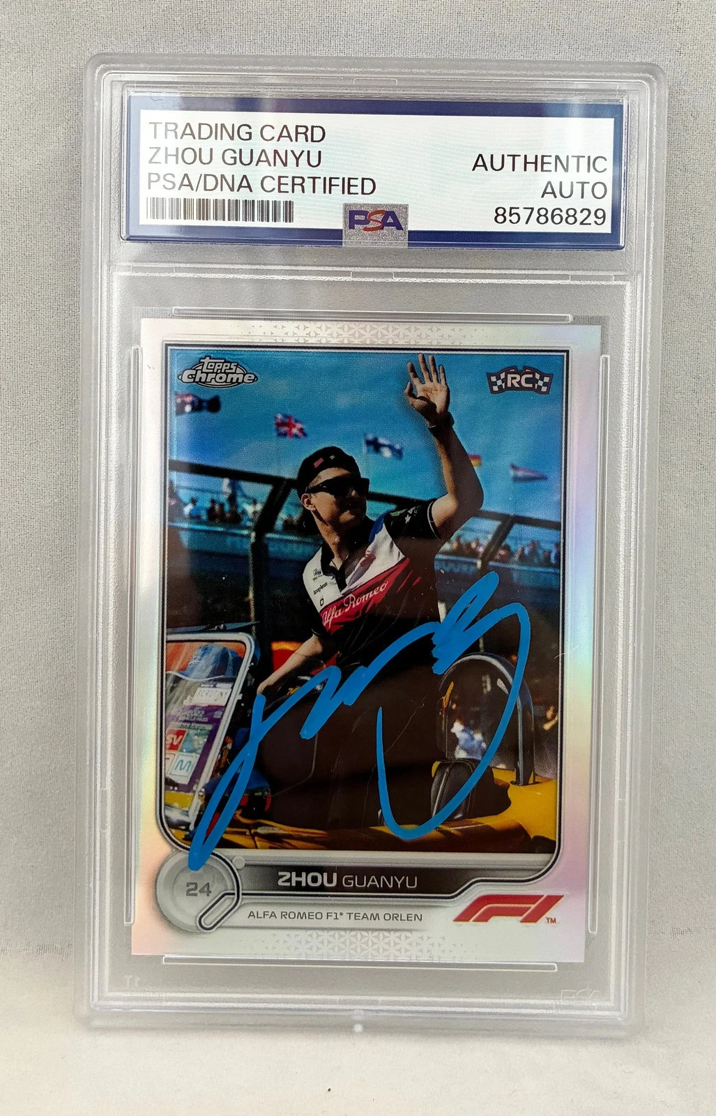 Zhou Guanyu Signed Rookie Card 2022 Topps Chrome #66 F1 PSA/DNA COA