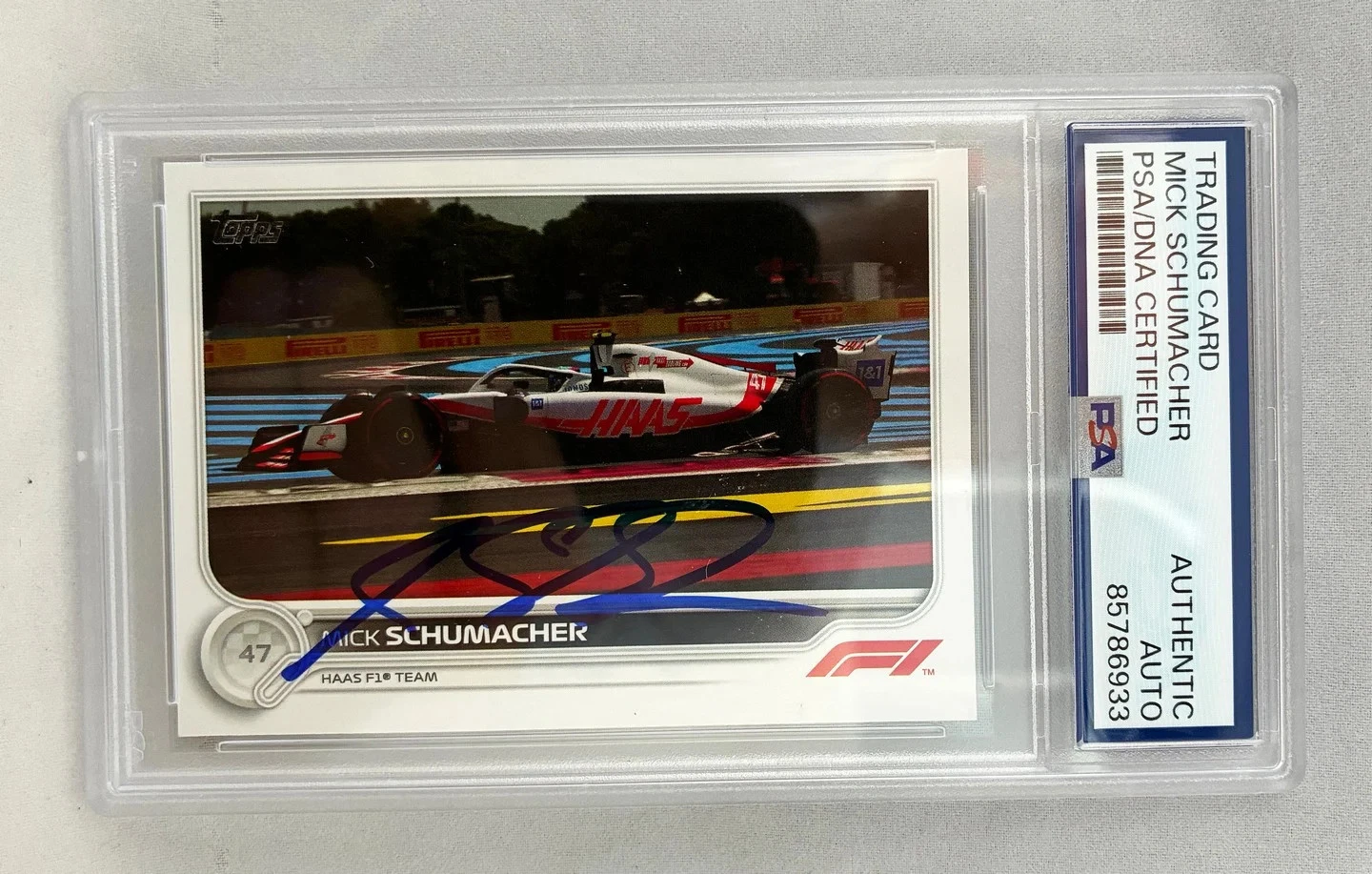Mick Schumacher Signed Card 2022 Topps #127 F1 PSA/DNA COA