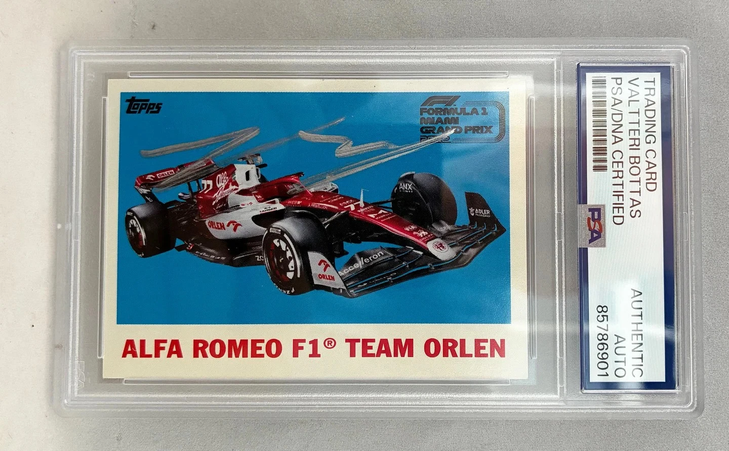 Valtteri Bottas Signed Card 2022 Topps Miami GP F1 PSA/DNA COA