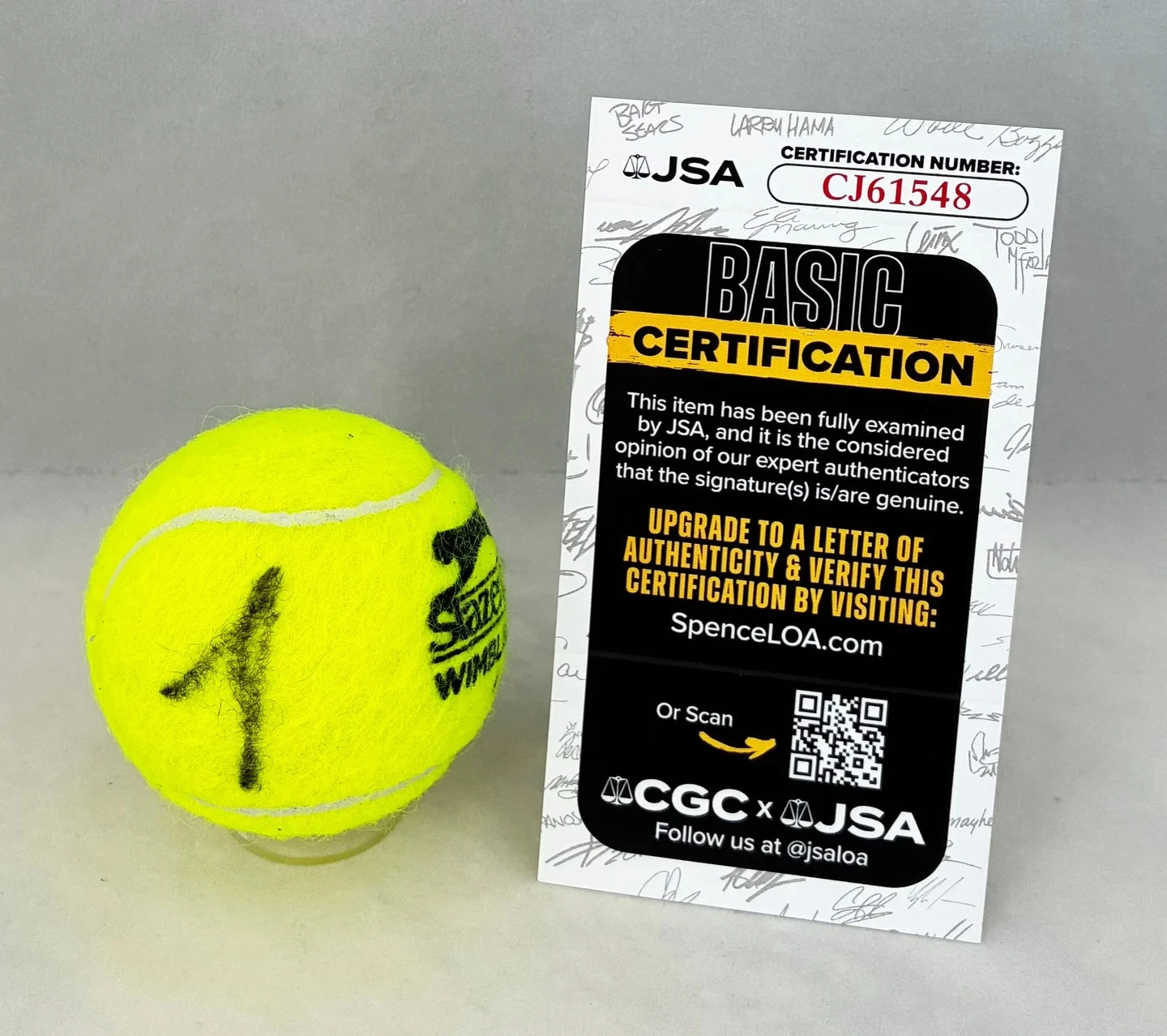 Jannik Sinner Signed Tennis Ball Wimbledon JSA COA