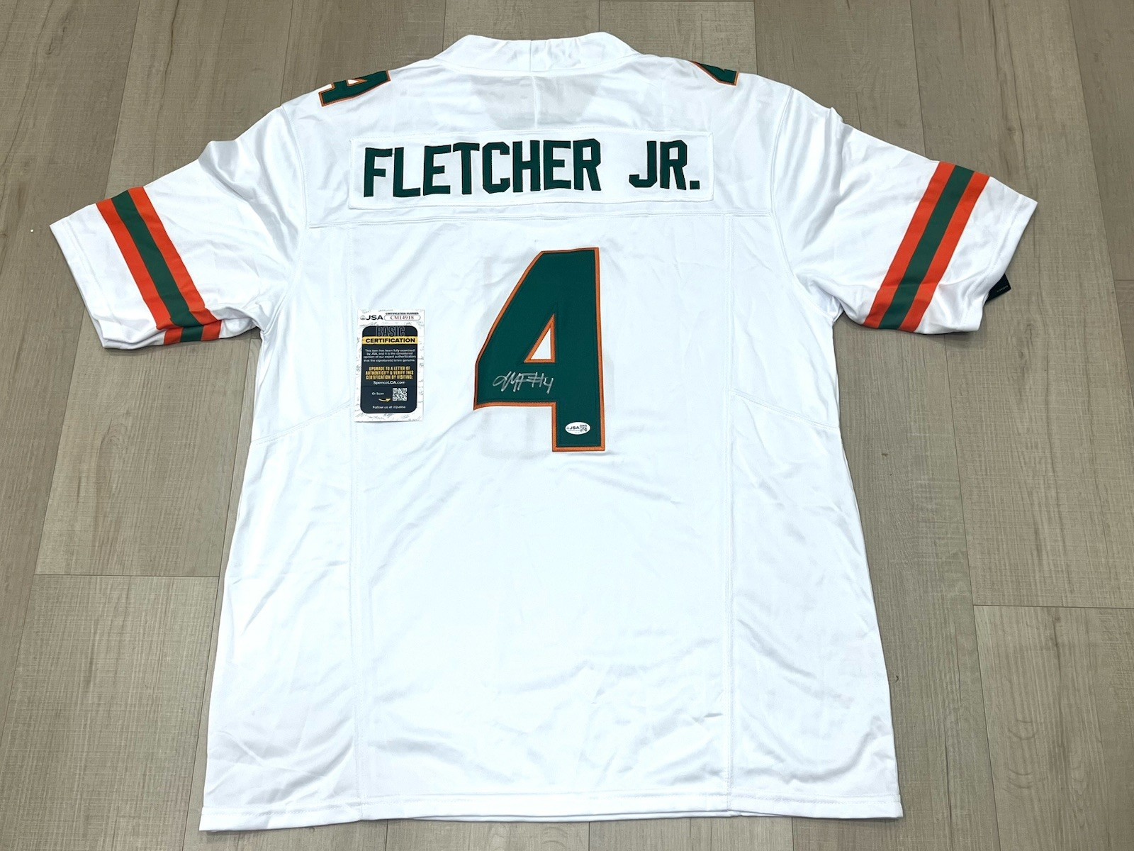 Mark Fletcher Jr Signed Miami Hurricanes Jersey  AUTO JSA CERT 1