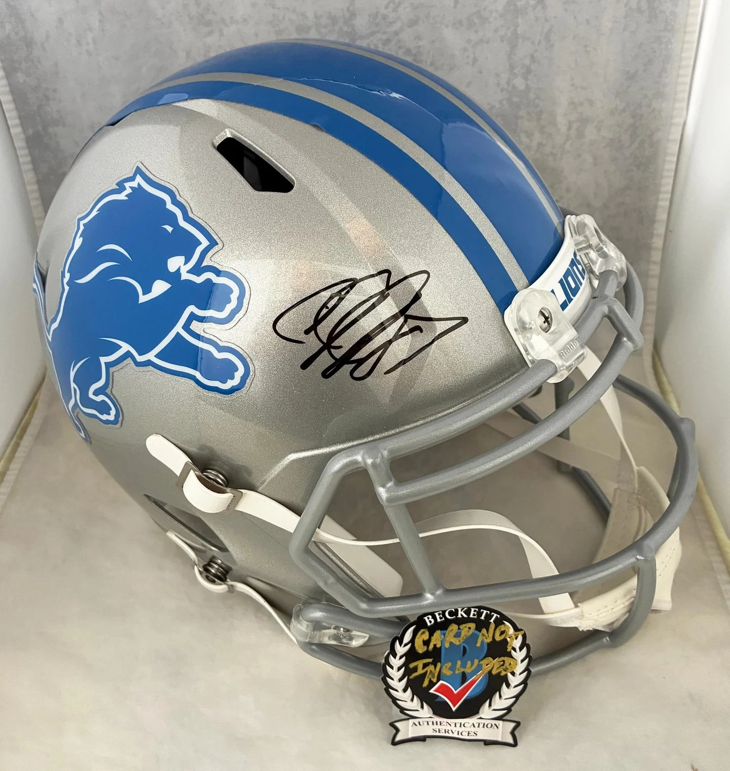 Calvin Johnson Signed Full Size Replica Helmet Detroit Lions Beckett BAS COA
