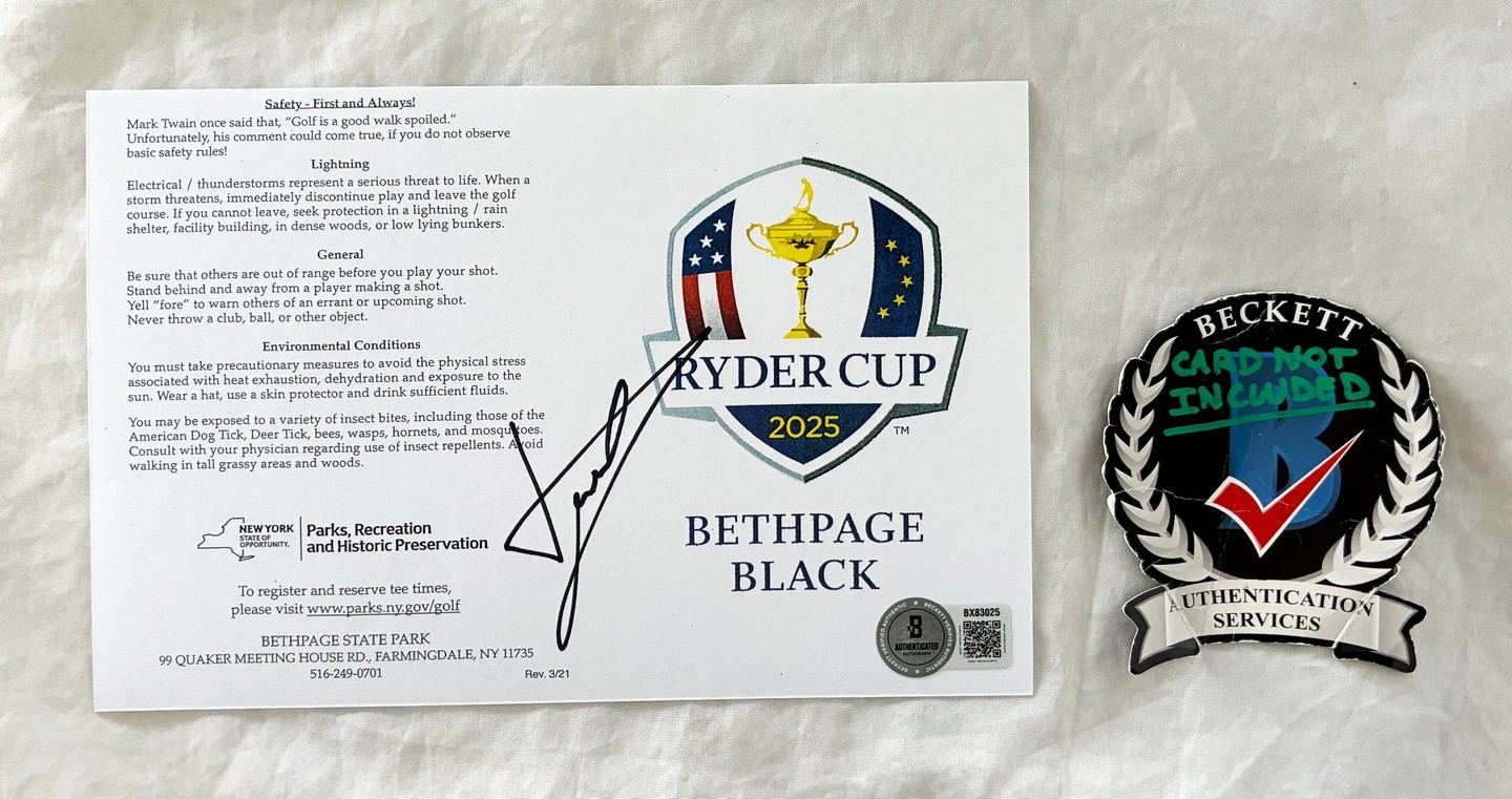 Luke Donald Signed 2025 Ryder Cup Scorecard Bethpage Black Beckett BAS COA