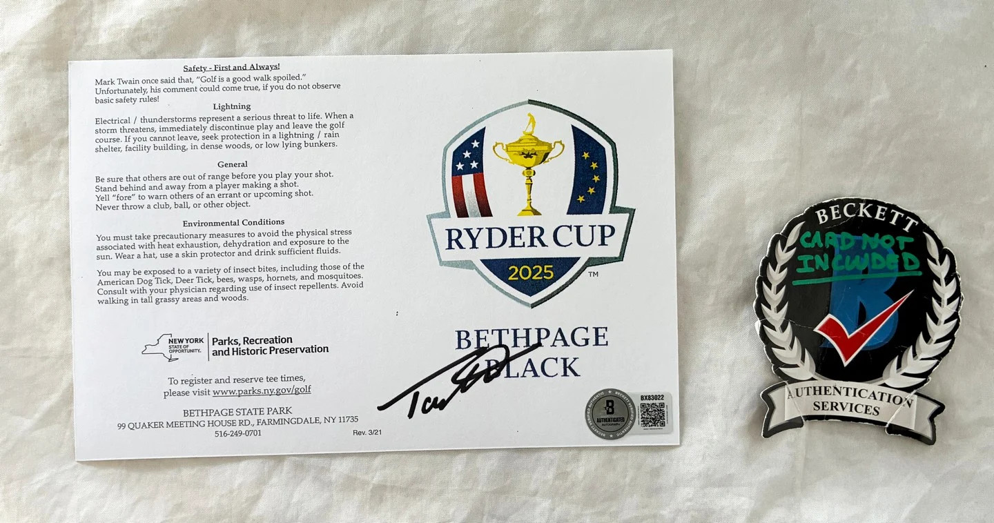 Tommy Fleetwood Signed 2025 Ryder Cup Scorecard Bethpage Black Beckett BAS COA