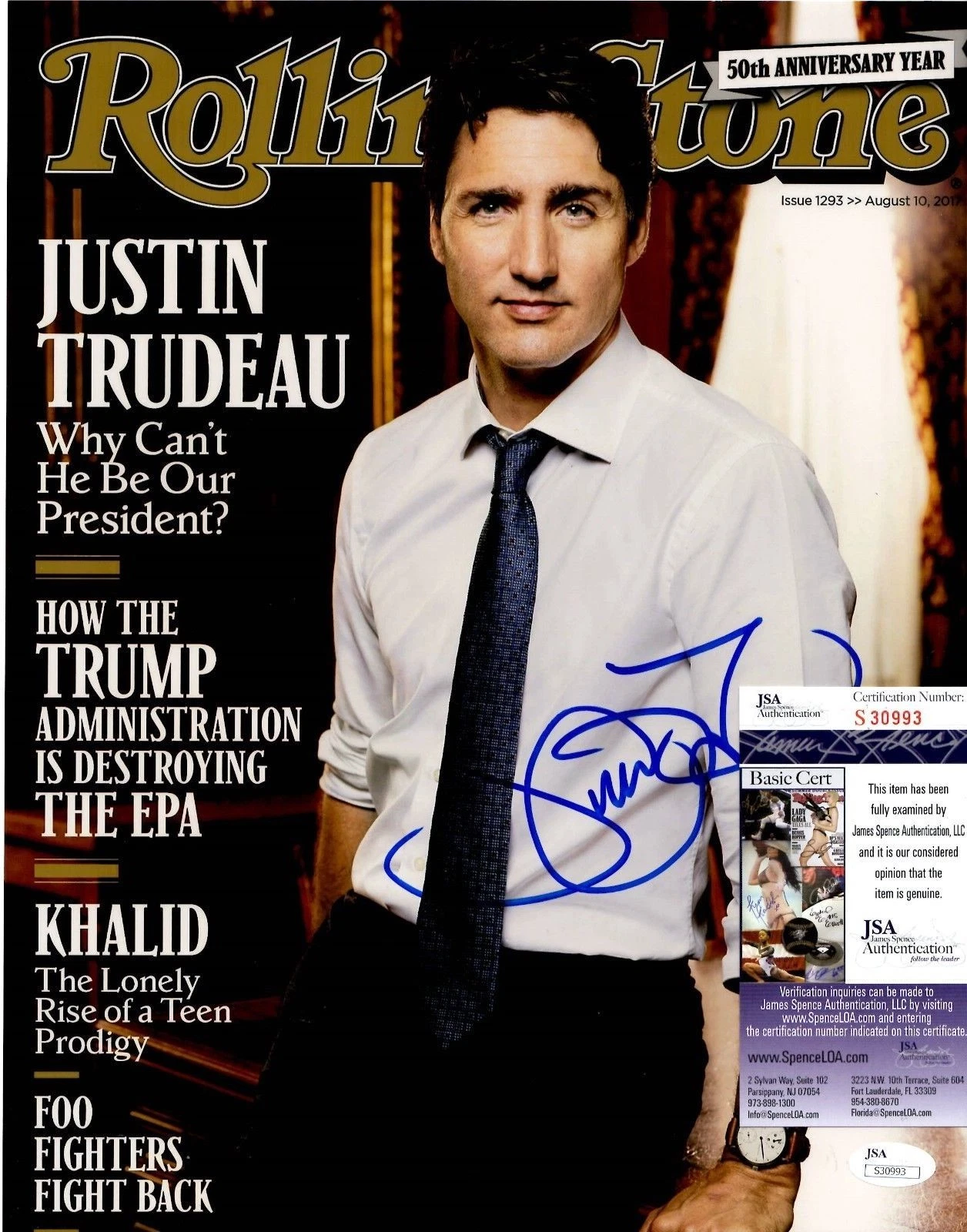 Justin Trudeau Signed 11x14 Photo w/ JSA COA #S30993 Rolling Stone Canadian PM
