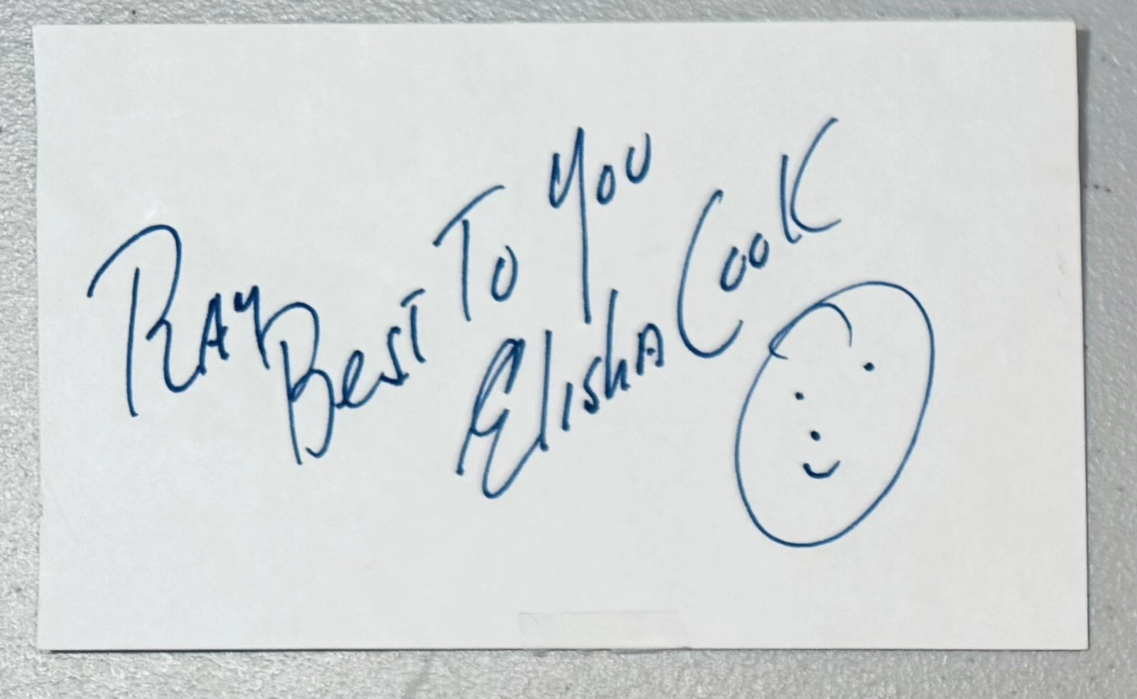 ELISHA COOK JR SIGNED AUTOGRAPHED 3×5 CARD BAS BECKETT CERT THE MALTESE FALCON COLLECTIBLE MEMORABILIA