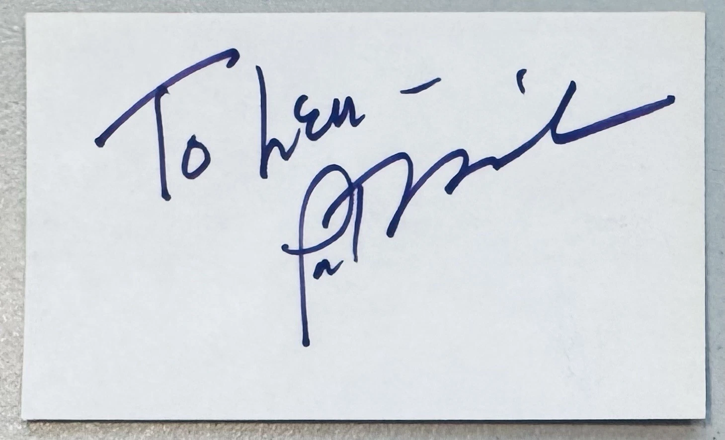PAT MORITA SIGNED AUTOGRAPHED 3×5 CARD SWAU AUTHENTICATED KARATE KID MR MIYAGI COLLECTIBLE MEMORABILIA
