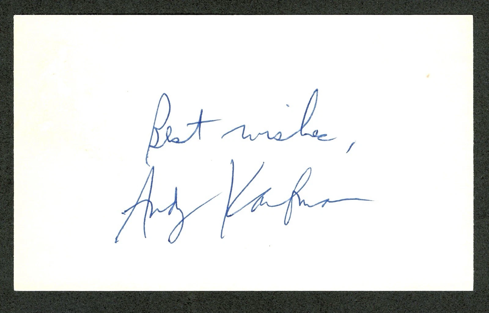 Andy Kaufman Signed Autographed 3x5 Card SWAU Authenticated Taxi SNL Comedian