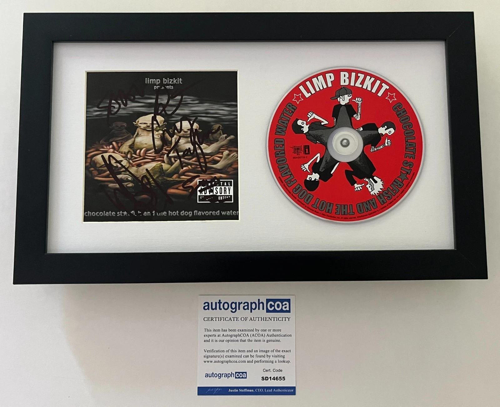 LIMP BIZKIT FRED DURST +4 SIGNED CHOCOLATE STARFISH FRAMED CD & AUTOGRAPH COA