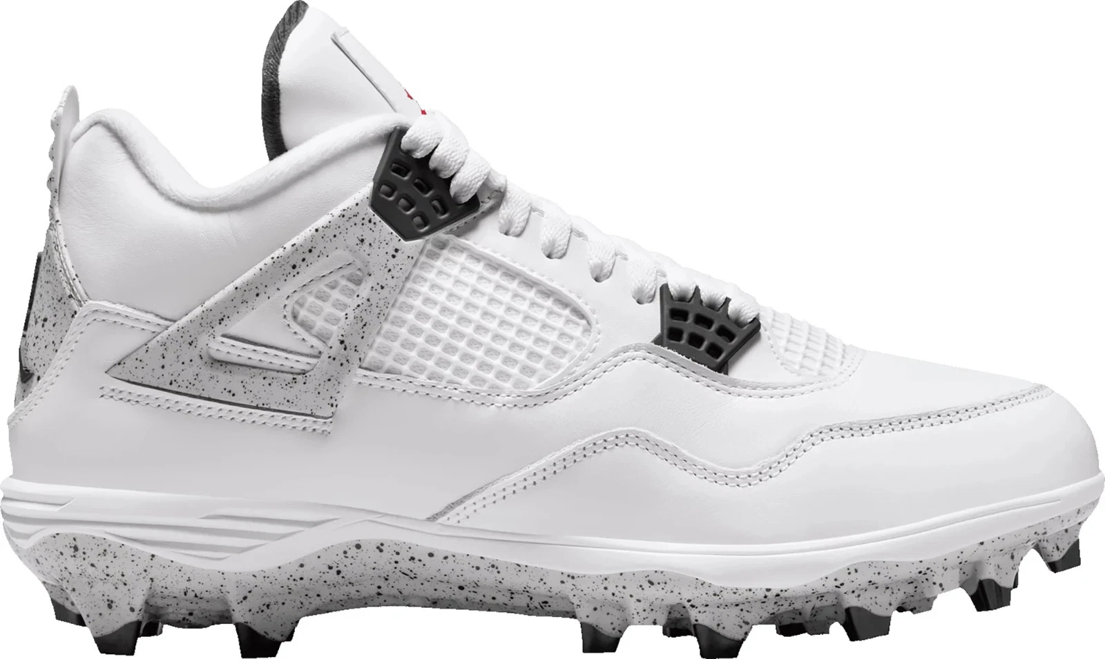 Jordan 4 Retro TD Football Cleats Men Size 16 White Cement Black Grey HQ0207-106