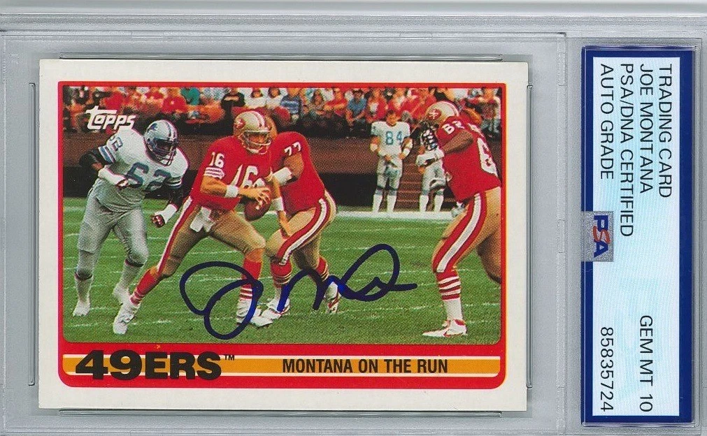 Joe Montana Signed 1989 Topps #6 Card PSA 85835724 GEM MINT 10 AUTO