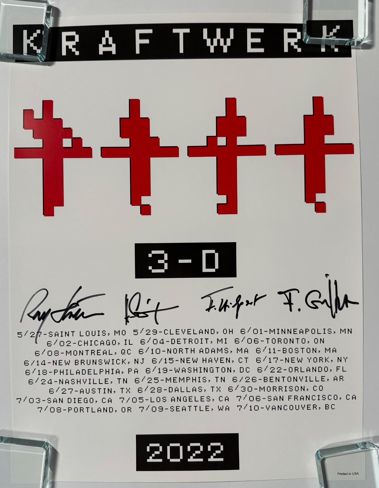 Kraftwerk JSA Signed Autograph Fully Signed 3-D 2022 Concert Poster Lithograph