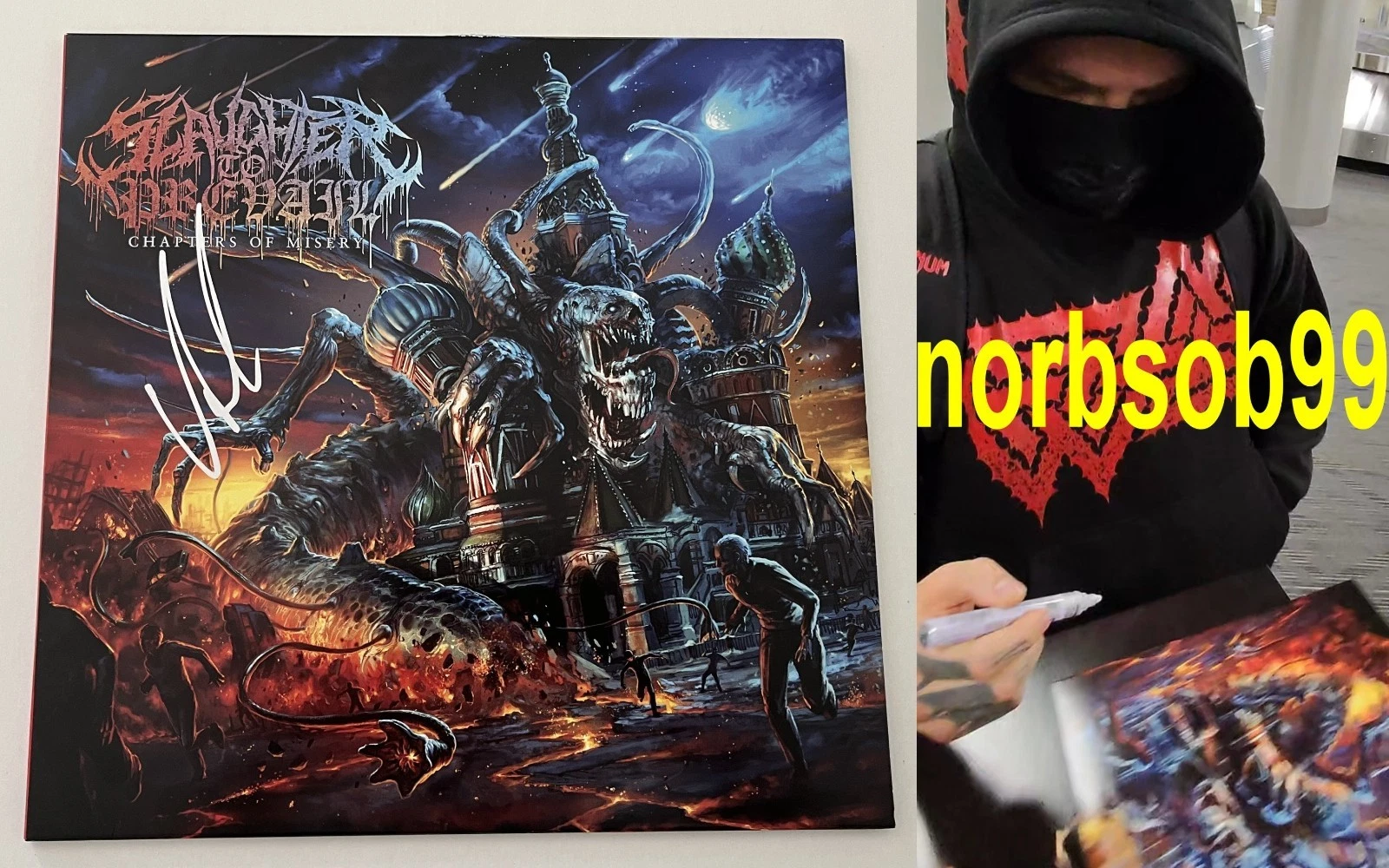 ALEX TERRIBLE SIGNED SLAUGHTER TO PREVAIL CHAPTERS OF MISERY VINYL w/EXACT PROOF