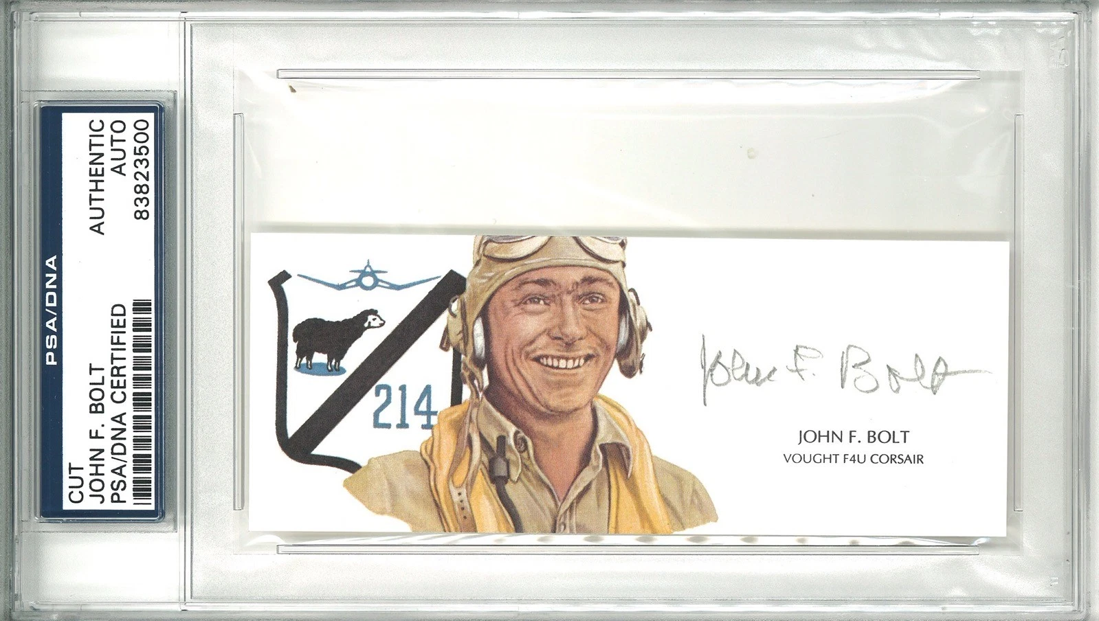 John F Bolt Signed Cut Signature PSA/DNA Korean War Jet Ace VMF 214 WWII GOE