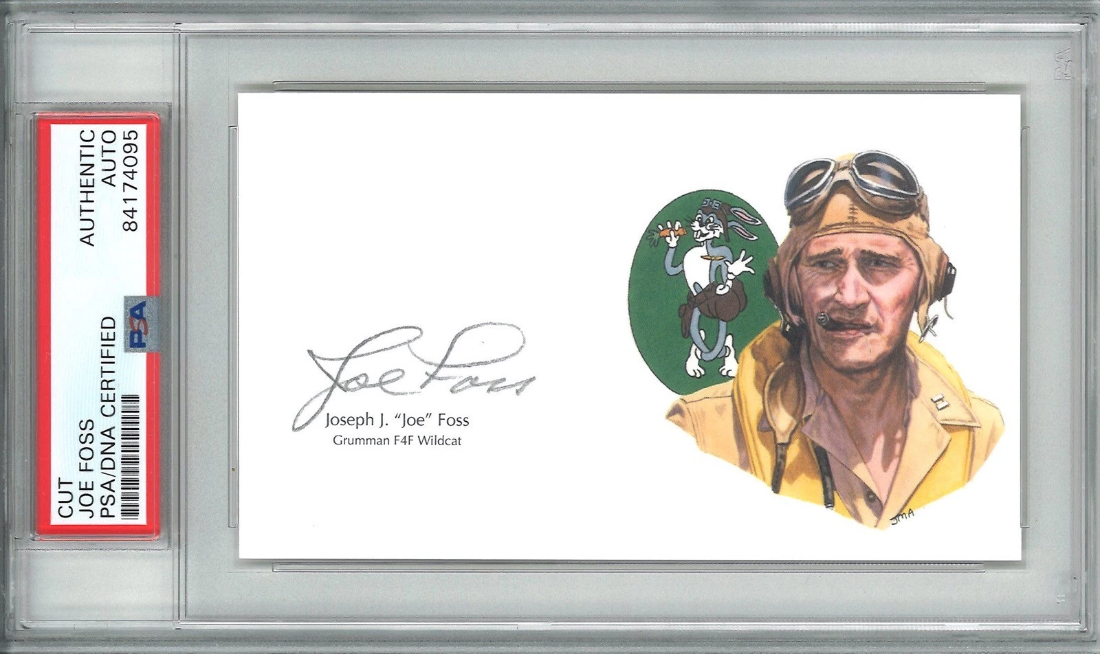 Joe Foss Signed Cut Signature PSA/DNA Medal Honor WWII Ace GOE F4F WILDCAT
