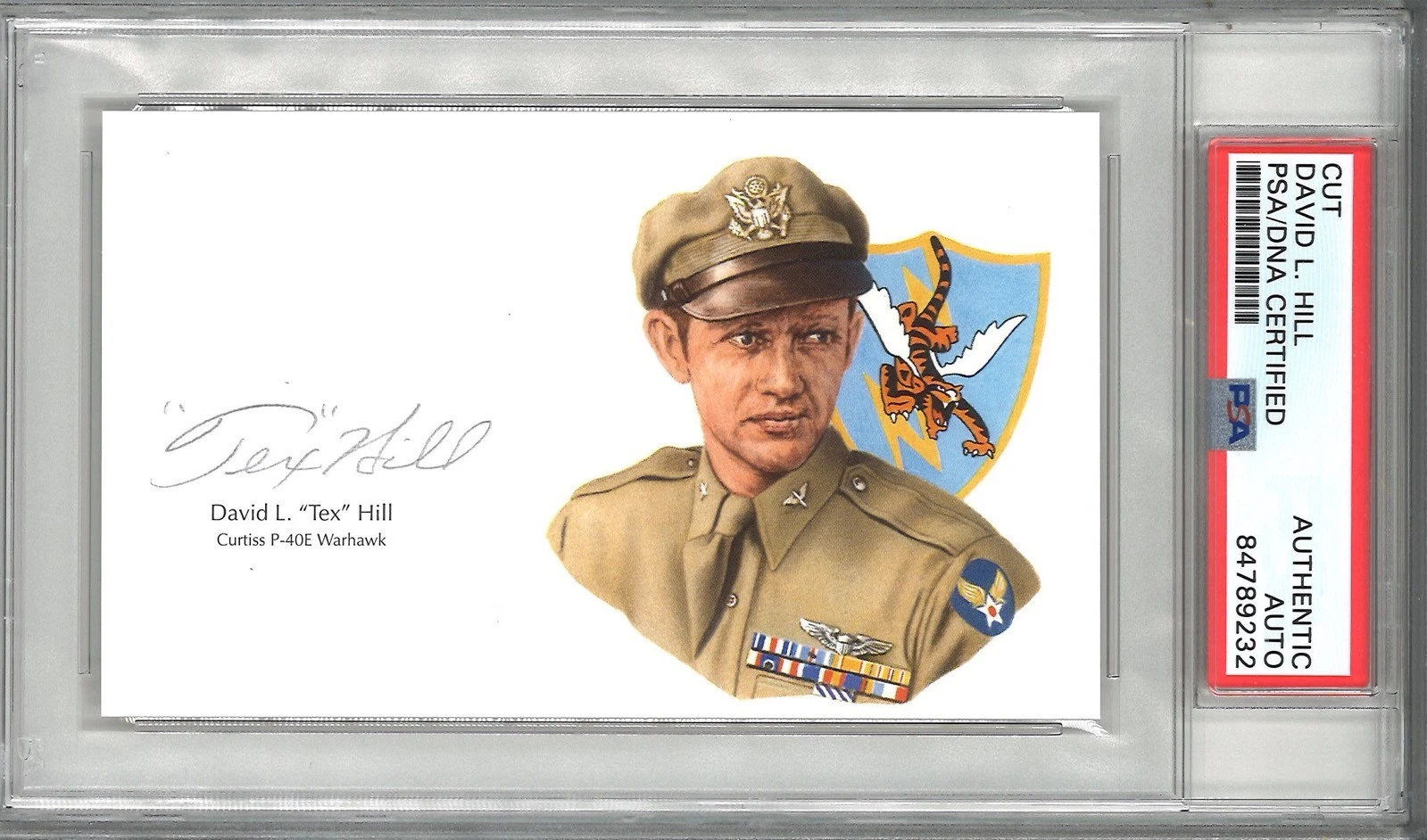 David Tex Hill Signed Cut Signature PSA/DNA Flying Tigers Ace GOE P-40E Warhawk