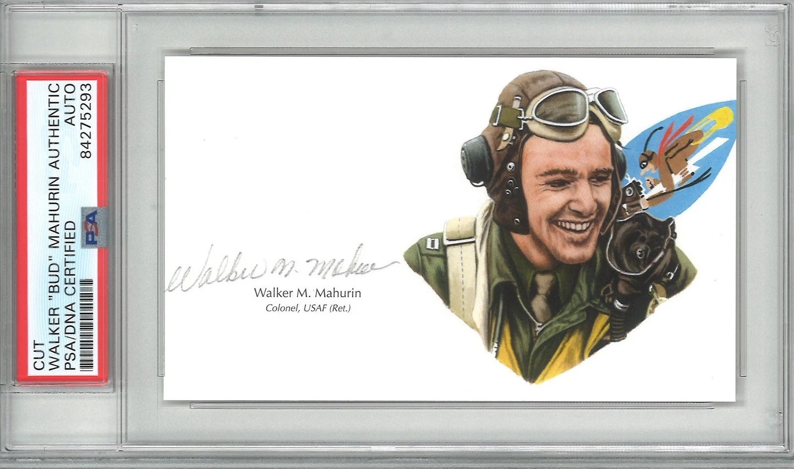 Walker Bud Mahurin Signed Cut Signature PSA/DNA Double Ace GOE USAF Ret