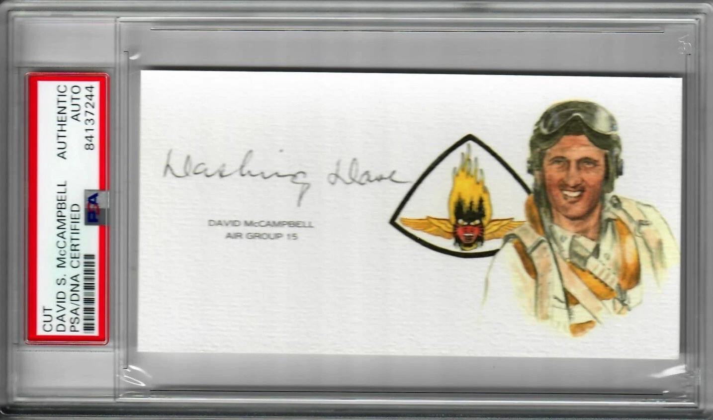 David McCampbell Signed Cut Signature PSA/DNA Navy Ace GOE