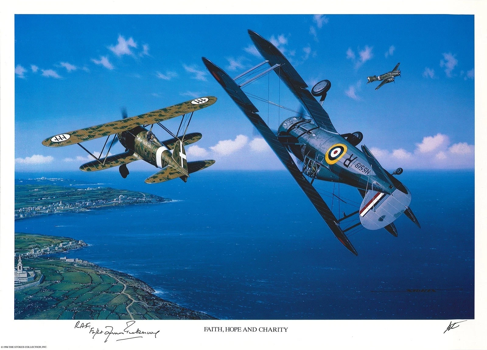 James Pickering Signed Faith Hope & Charity Print Stan Stokes RAF Bomber AIV