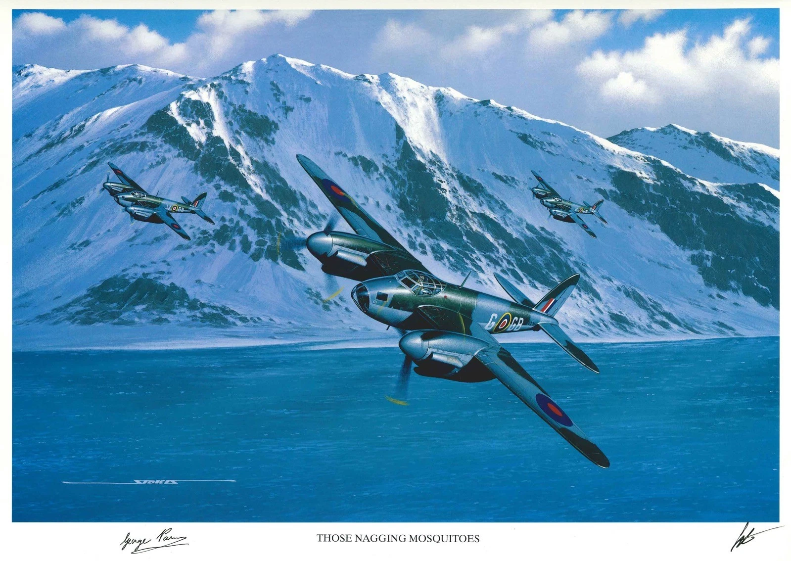 George Parry Signed Those Nagging Mosquitoes Print Stan Stokes RAF AIV