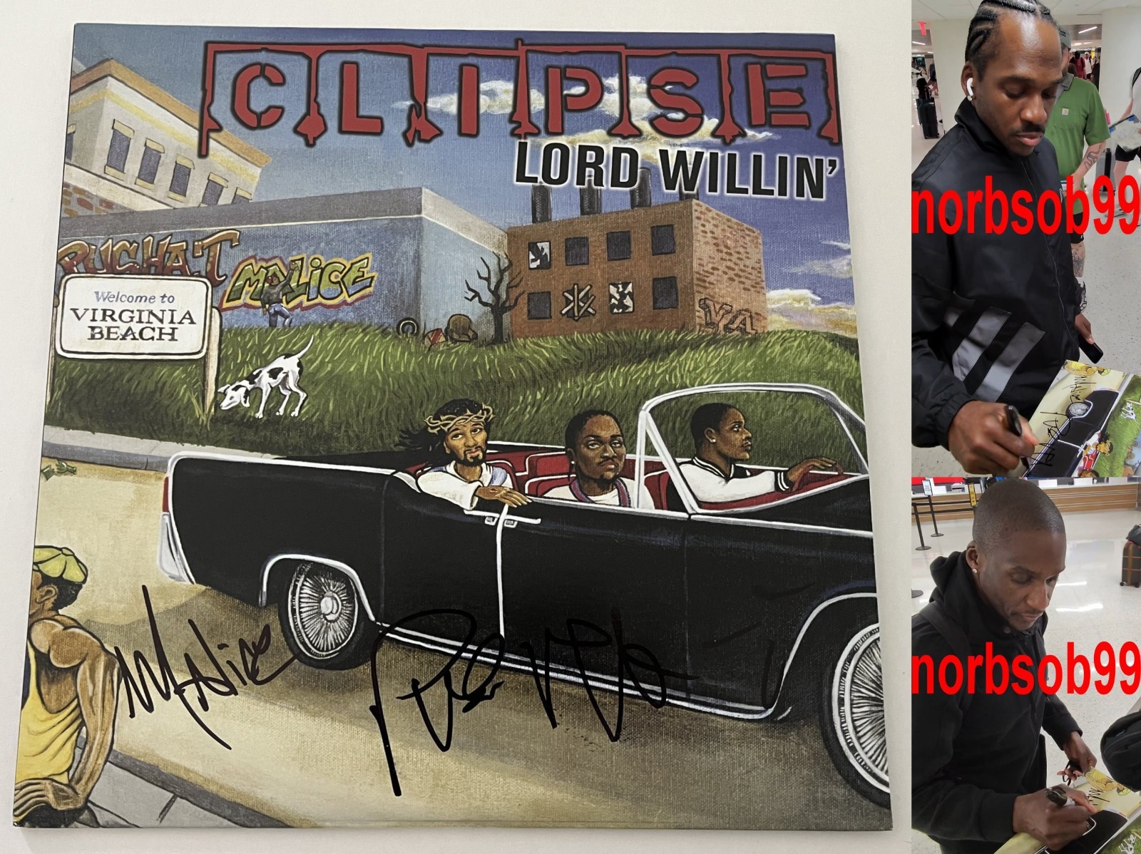 CLIPSE PUSHA T & MALICE SIGNED LORD WILLIN' VINYL w/EXACT PROOF & BECKETT COA