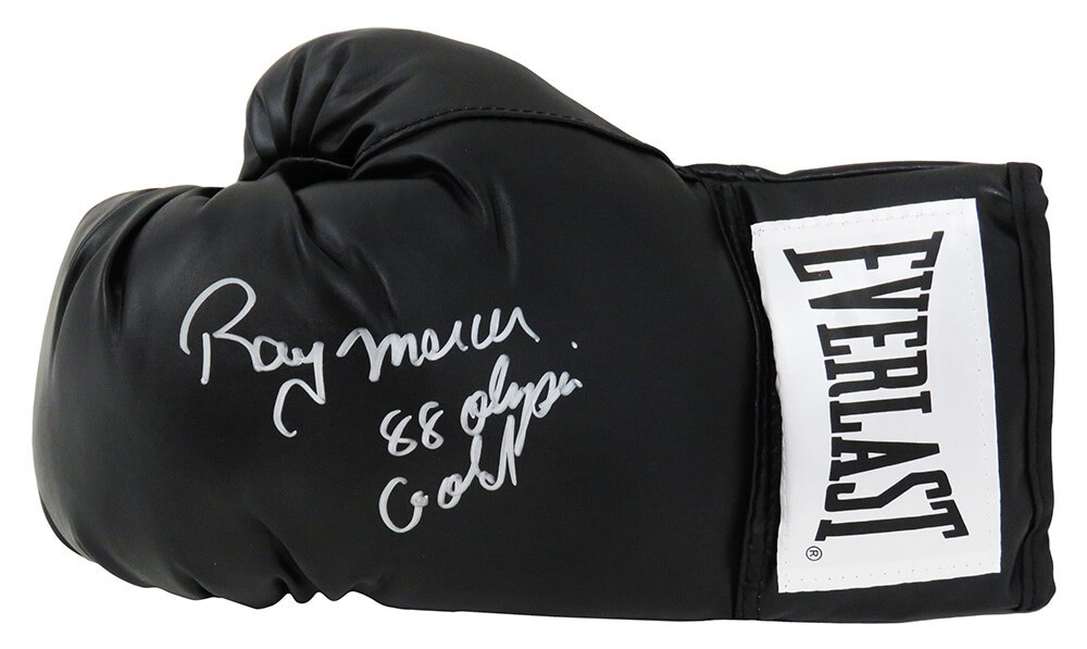 Ray Mercer Signed Everlast Black Boxing Glove w/88 Olympic Gold - SCHWARTZ COA