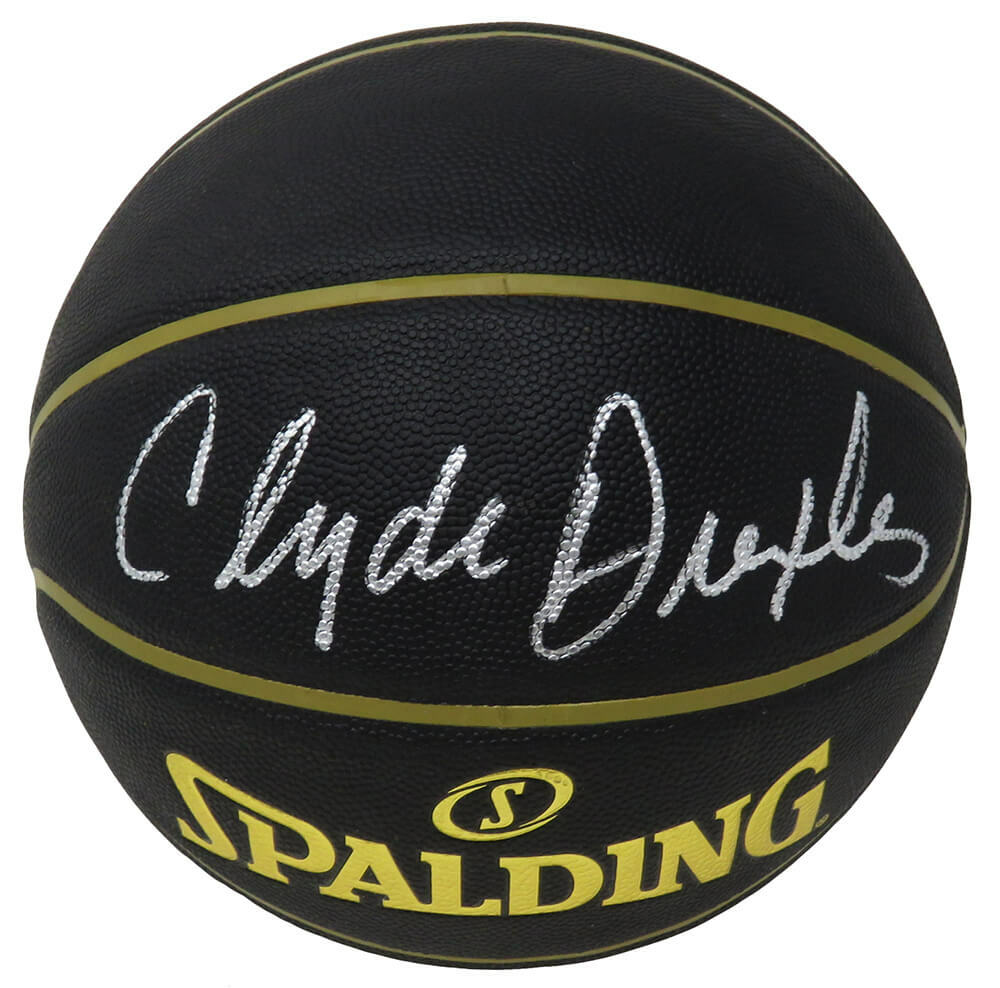 Clyde Drexler Signed Spalding  Elevation Black NBA Basketball - SCHWARTZ COA