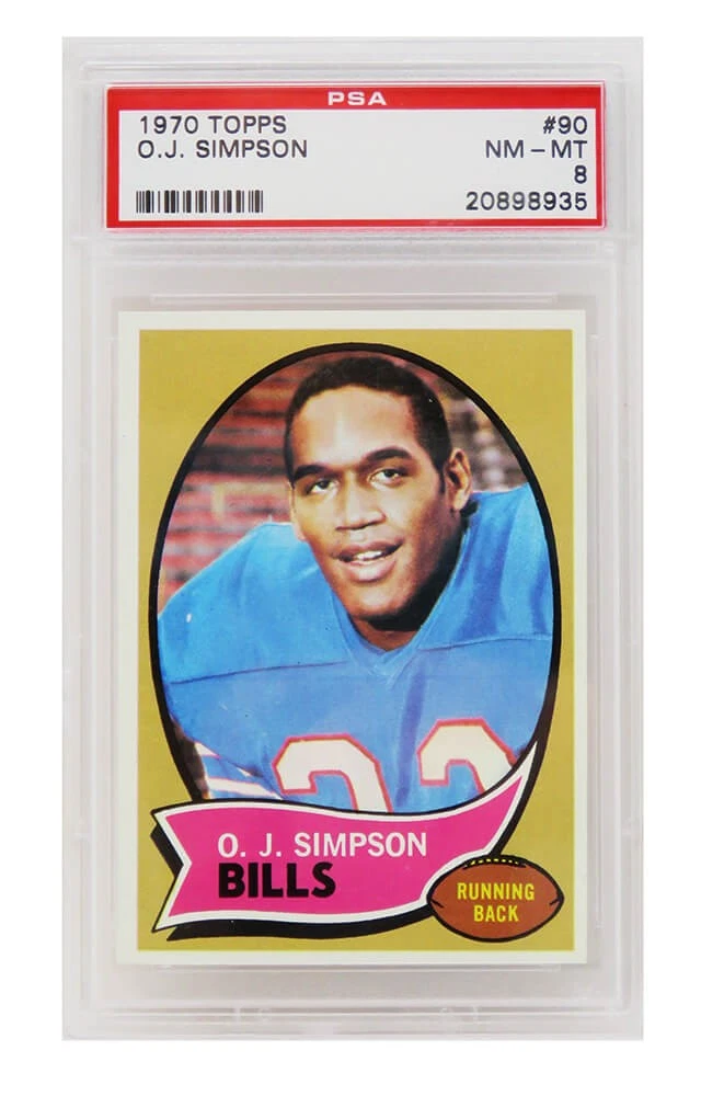 O.J. Simpson (Buffalo Bills) 1970 Topps Football RC Card #90 - PSA 8 NM-MT (C)