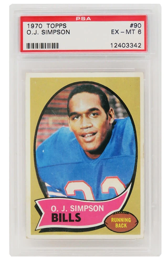 O.J. Simpson (Buffalo Bills) 1970 Topps Football RC Card #90 - PSA 6 EX-MT (A)