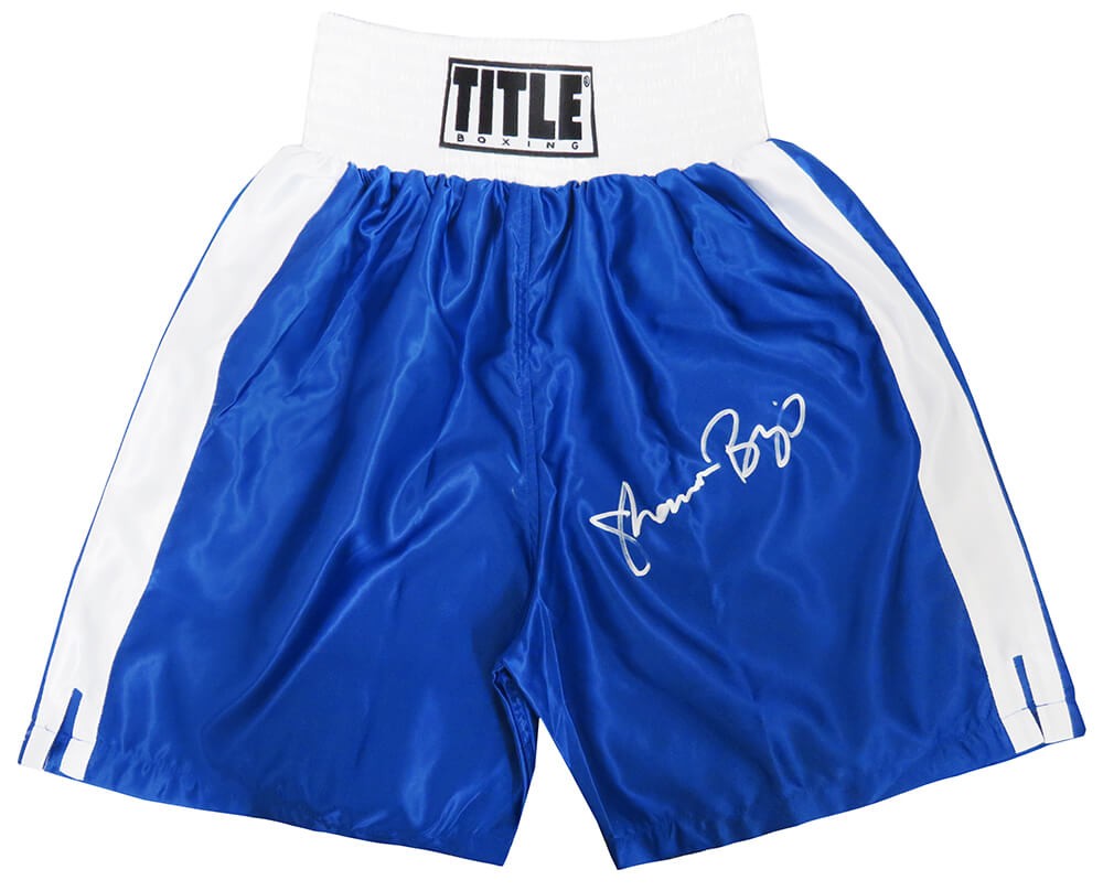 Shannon Briggs Signed Title Blue With White Trim Boxing Trunks - (SS COA)