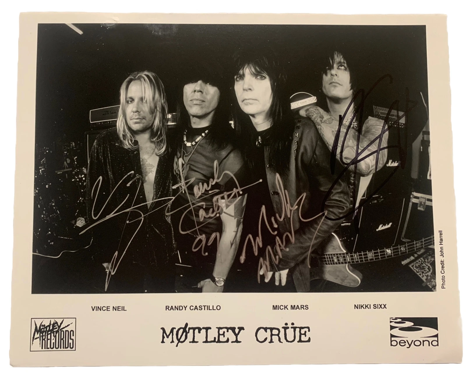 Motley Crue 1999-2002 Era Signed Autographed 8x10 Photo BAS Certified Castillo