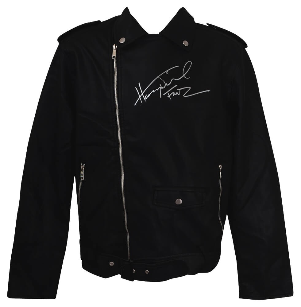 Henry Winkler Signed WULFUL Men's Faux Leather Biker Jacket w/Fonz -SCHWARTZ COA