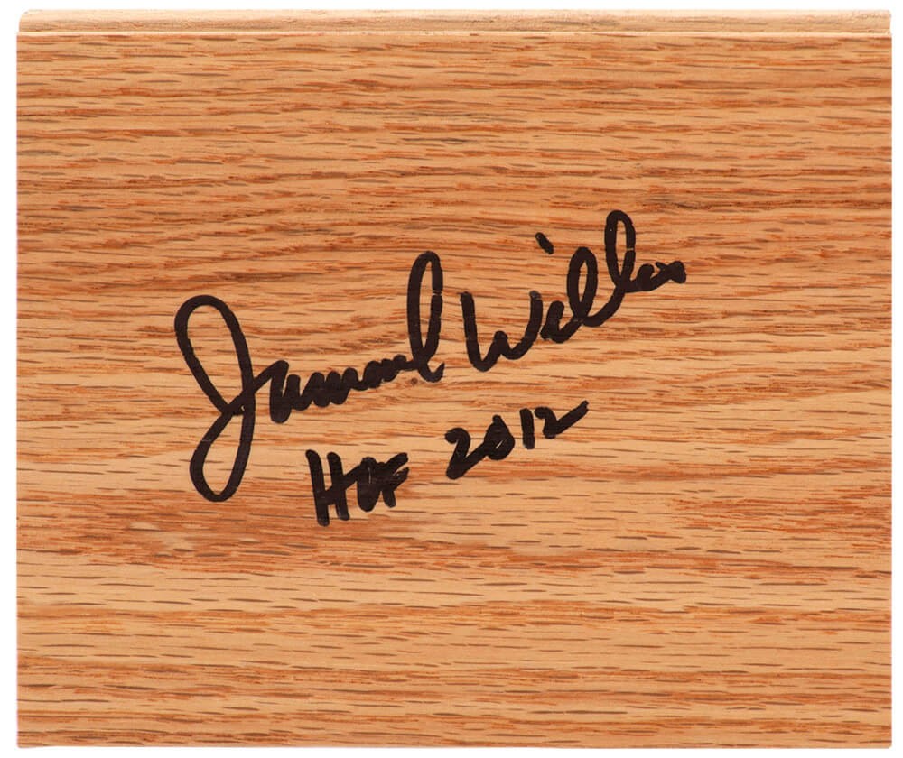 Jamaal Wilkes (LAKERS) Signed 5×6 Floor Piece w/HOF 2012 - (SCHWARTZ COA)
