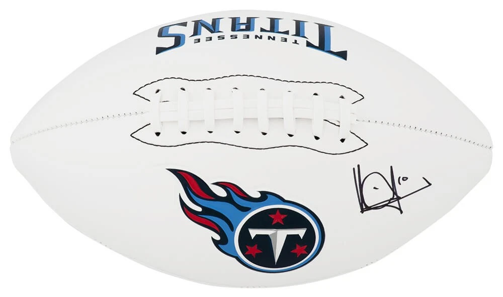 Vince Young Signed Tennessee Titans Logo Franklin White Football -(SCHWARTZ COA)