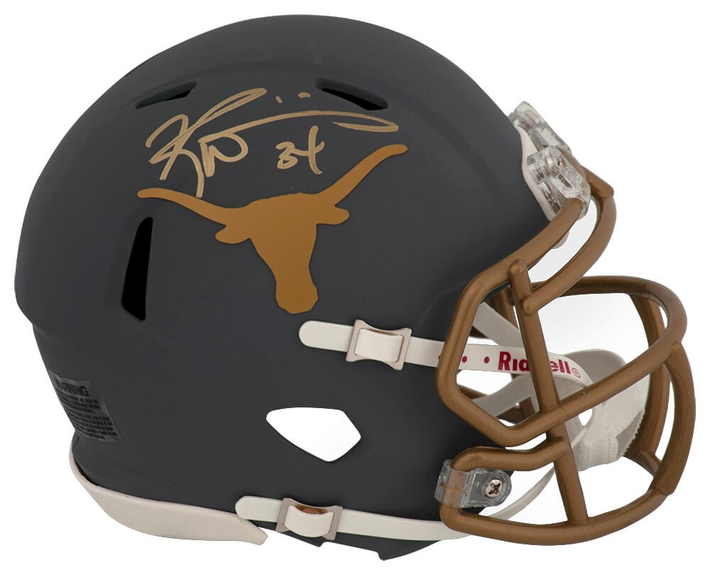 Ricky Williams Signed Dolphins SLATE Riddell Speed Mini Helmet - (SCHWARTZ COA)