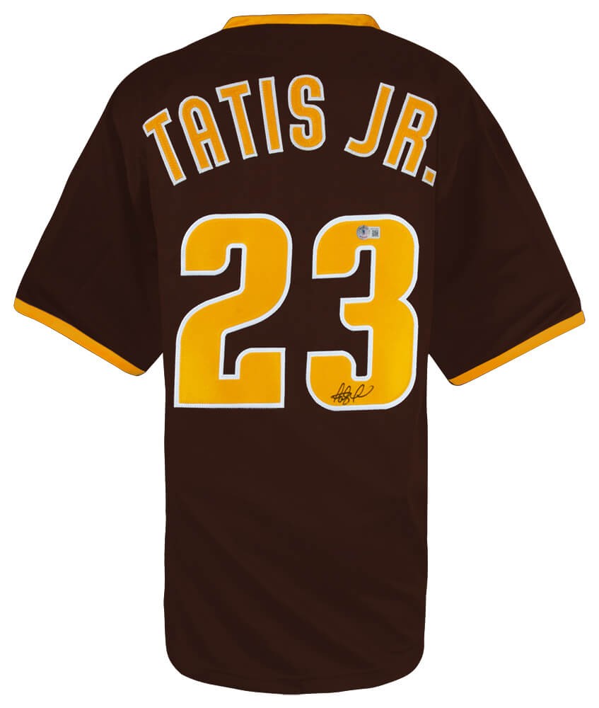 Fernando Tatis Jr. (PADRES) Signed Brown Custom Jersey - (BECKETT COA)