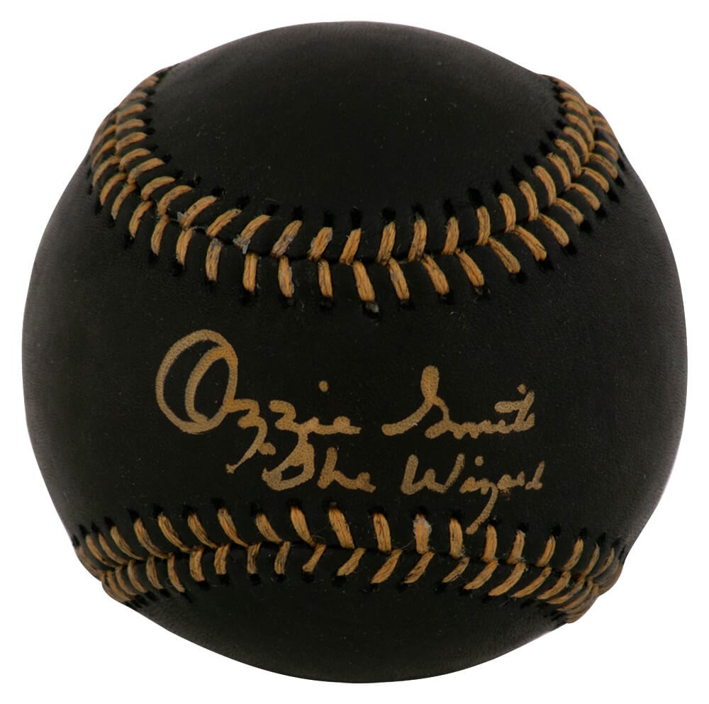 Ozzie Smith Signed Rawlings Official Black MLB Baseball w/The Wizard - (Fanat...
