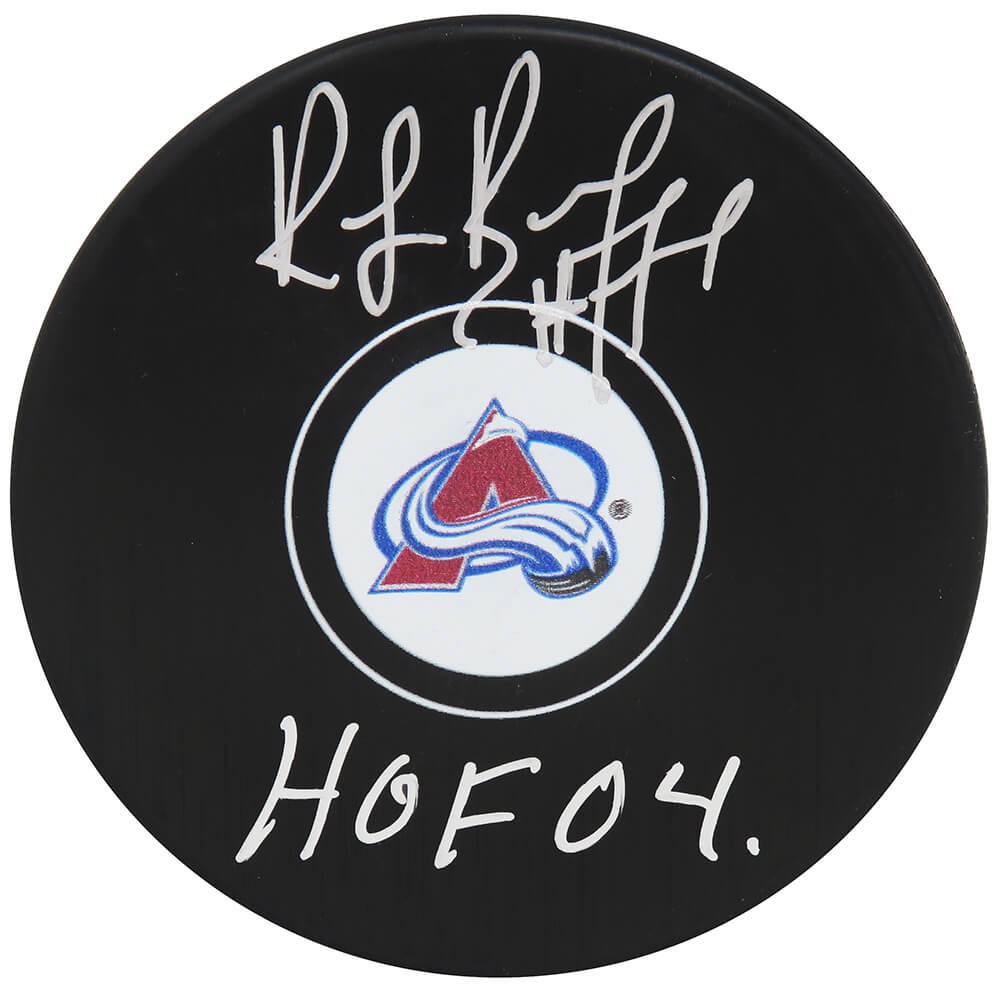 Ray Bourque Signed Colorado Avalanche Logo Hockey Puck w/HOF'04 - (SCHWARTZ COA)