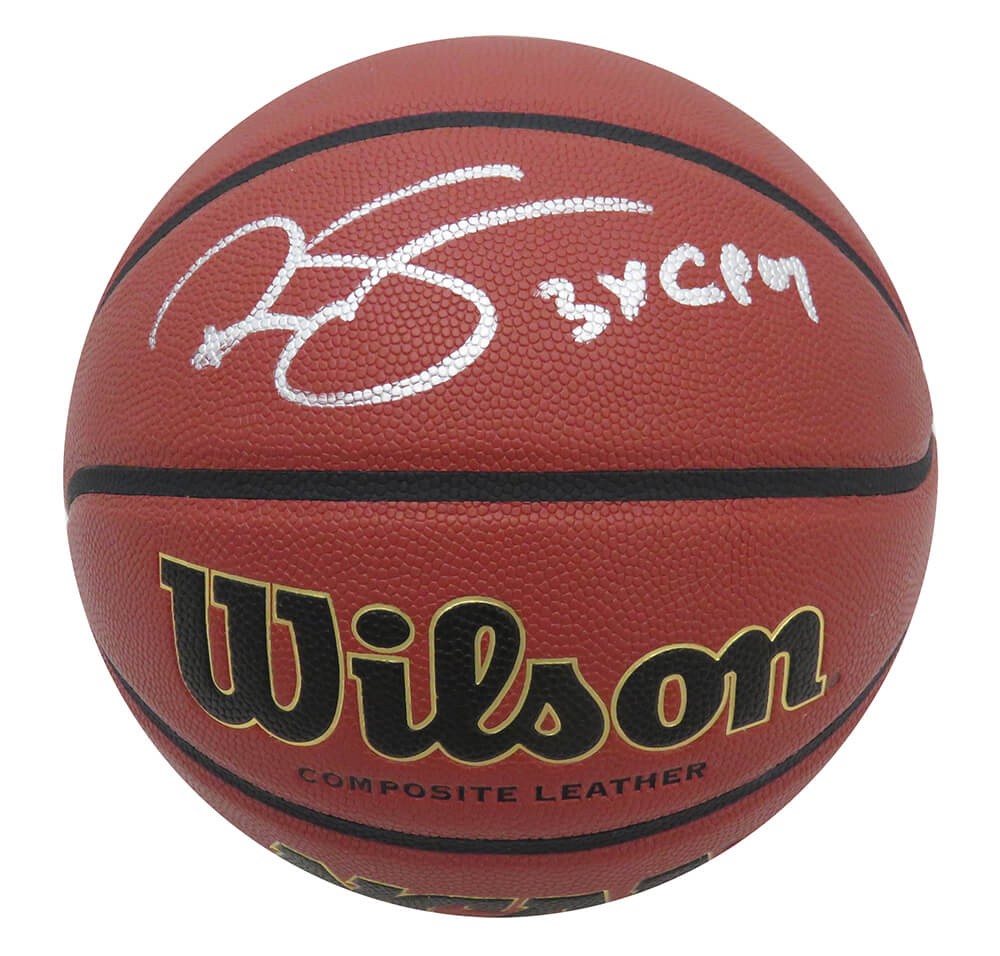 Ralph Sampson Signed Wilson NCAA Basketball w/3x COPY - (SCHWARTZ SPORTS COA)