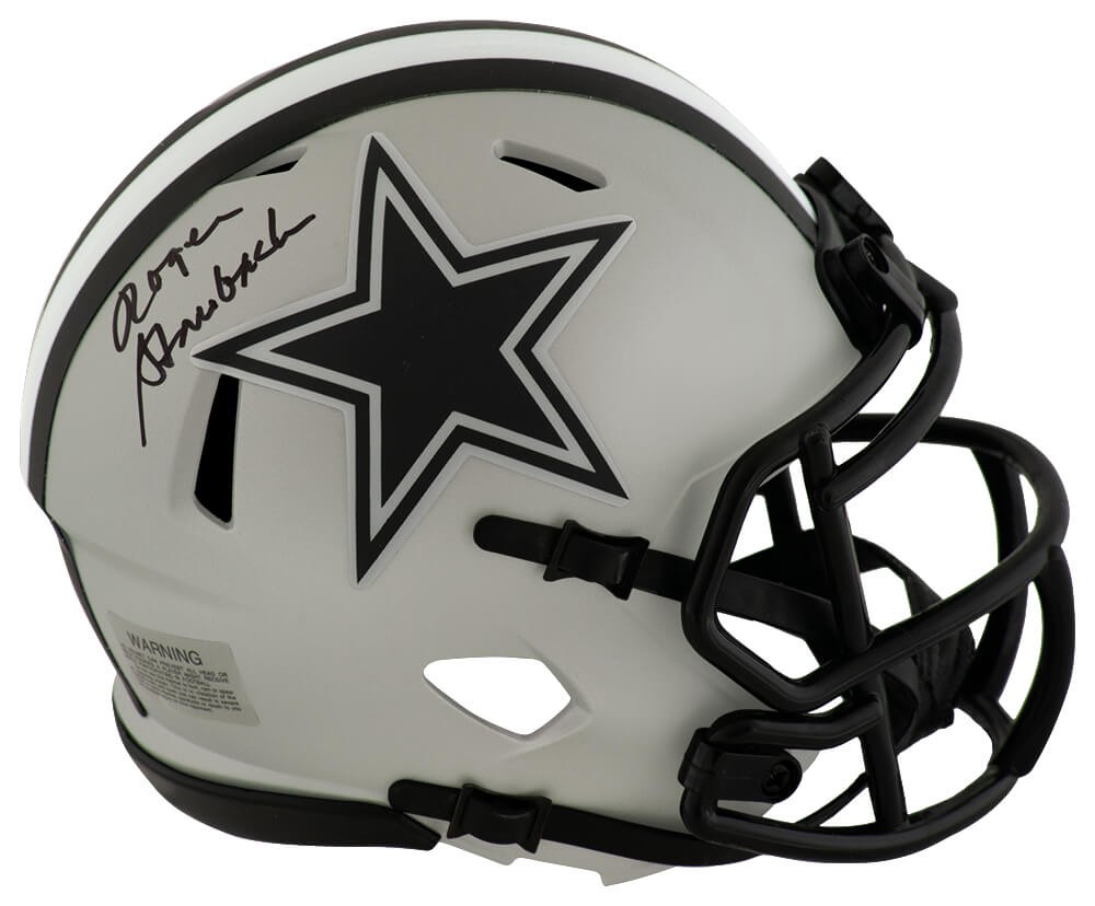 Roger Staubach Signed Cowboys RAVE Riddell Speed Mini Helmet - (SCHWARTZ COA)
